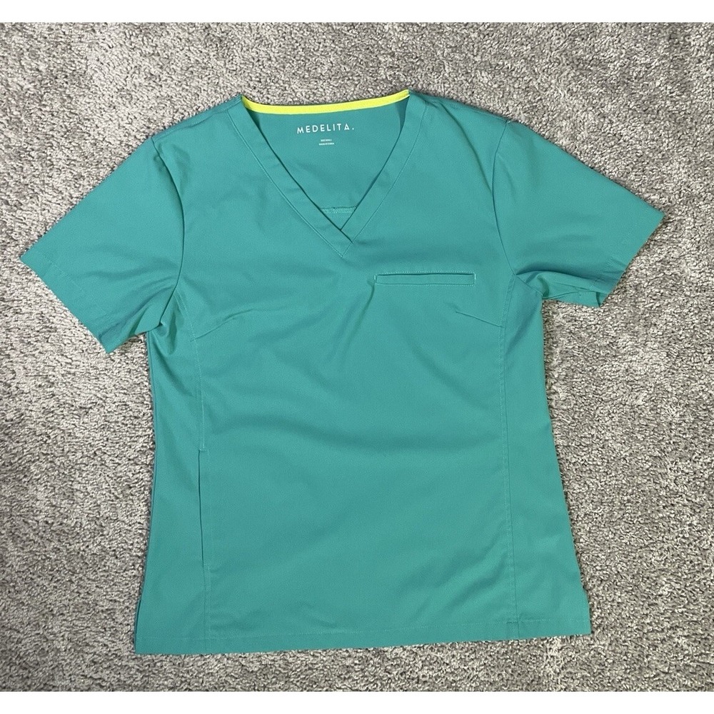 Medelita scrub top, BLUE/GREEN, women's size S VISTA 210971 EUC‎